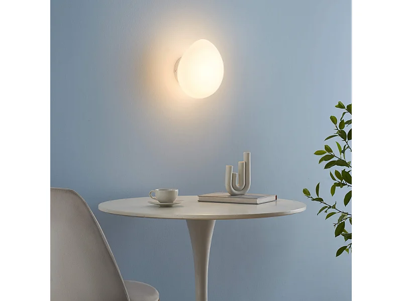 Applique murale ou petit plafonnier blanc verre opalin - Veglia