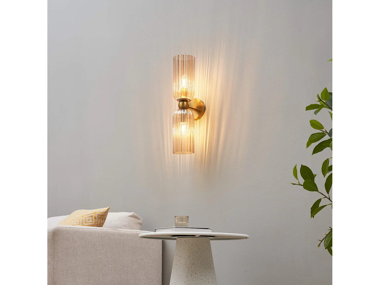 Applique double verre texturé ambré - Leonora