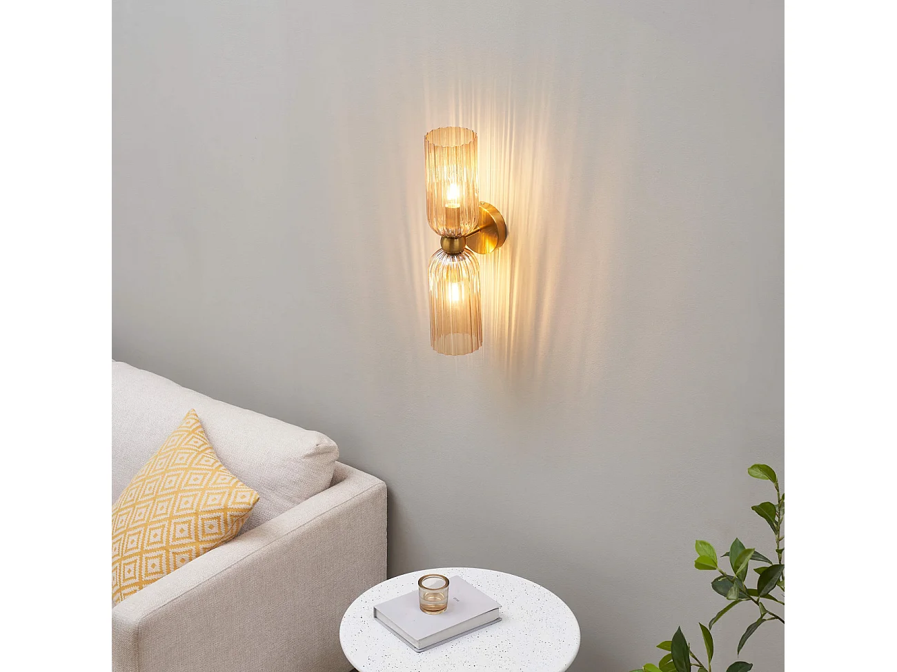 Applique double verre texturé ambré - Leonora