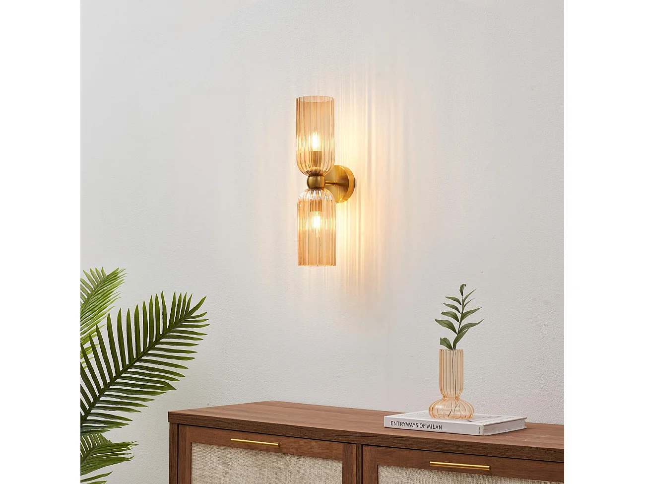 Applique double verre texturé ambré - Leonora