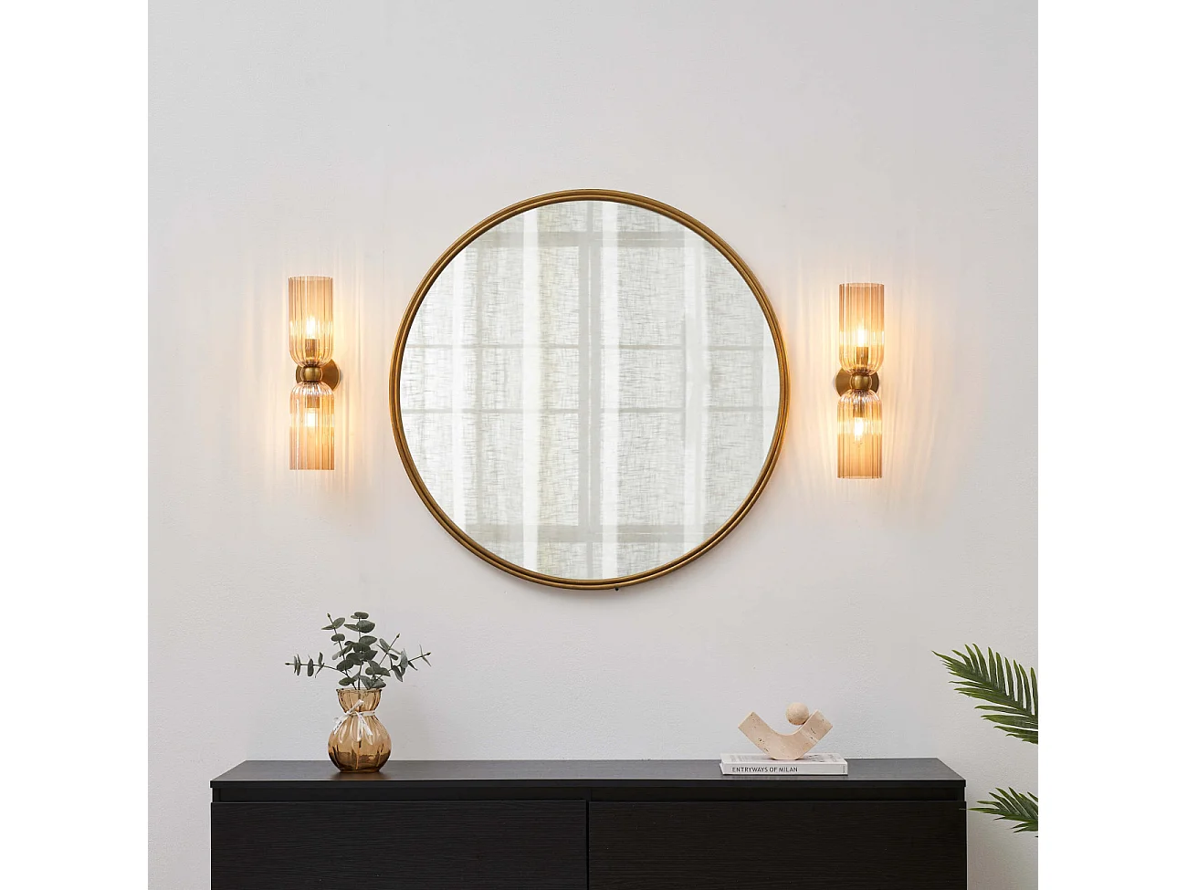 Applique double verre texturé ambré - Leonora