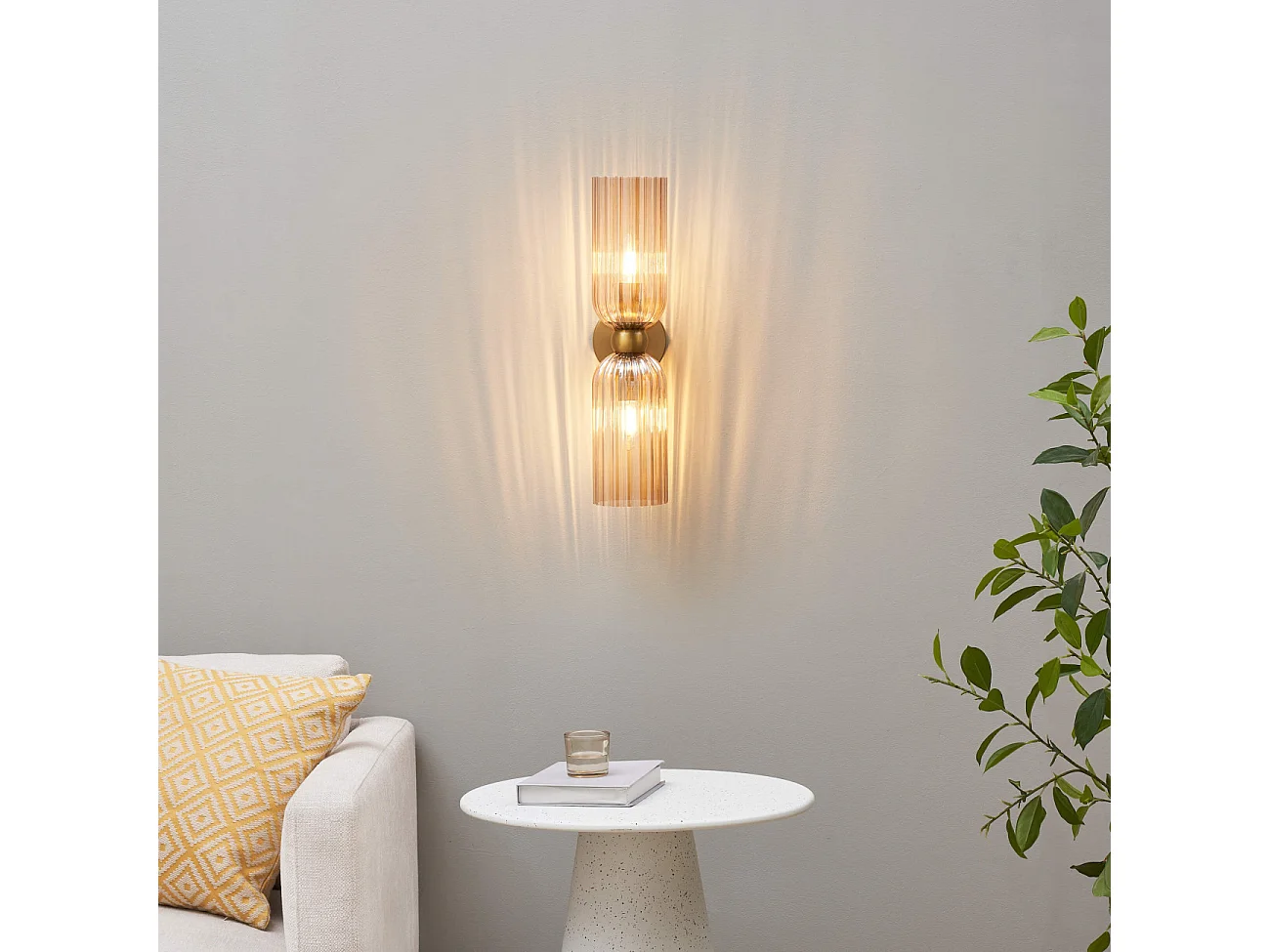 Applique double verre texturé ambré - Leonora