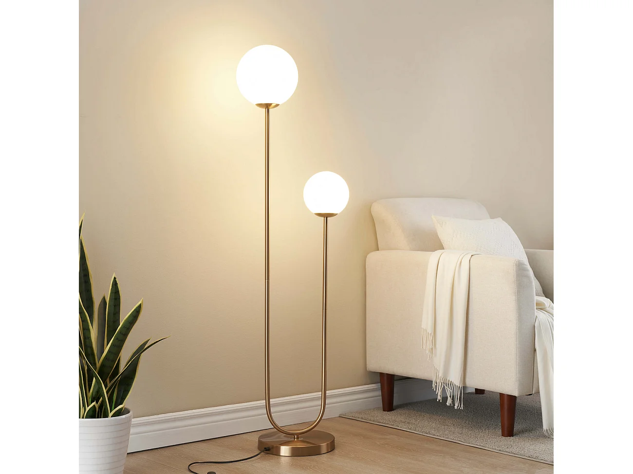 Lampadaire scandinave double éclairage - Ciarella