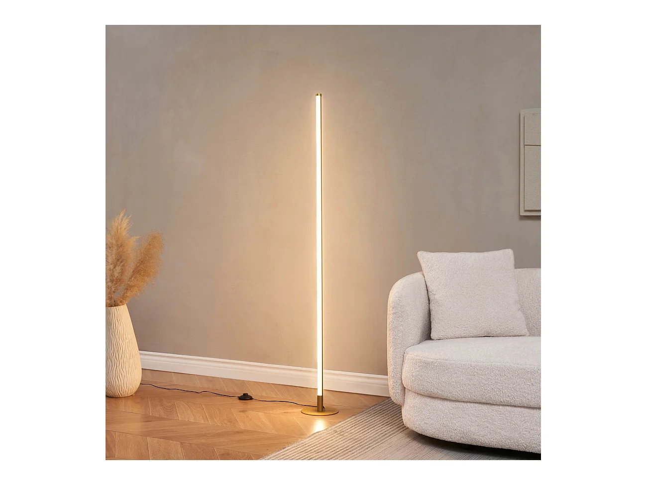 Lampadaire doré design LED minimaliste variateur intégré 150 cm - Sloane