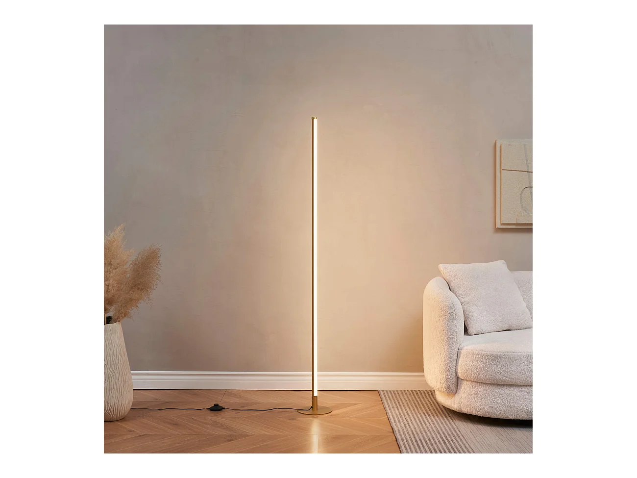 Lampadaire doré design LED minimaliste variateur intégré 150 cm - Sloane