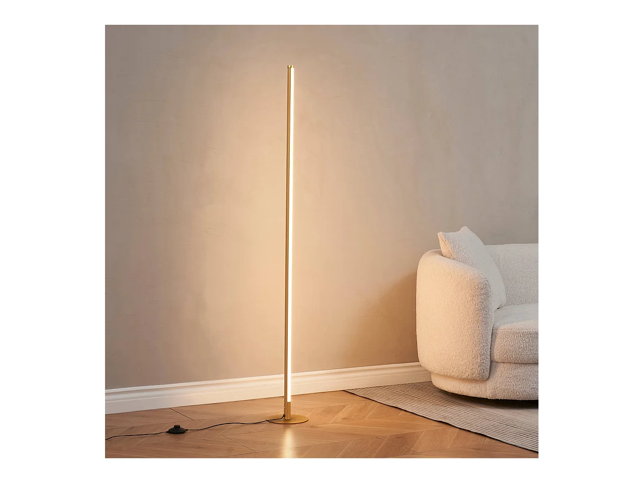Lampadaire doré design LED minimaliste variateur intégré 150 cm - Sloane