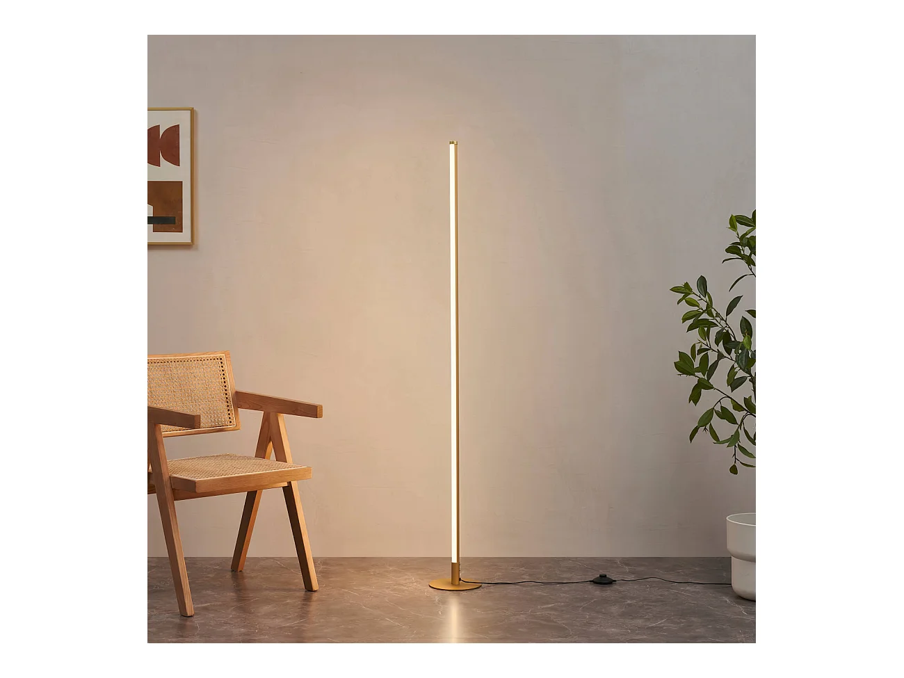 Lampadaire doré design LED minimaliste variateur intégré 150 cm - Sloane