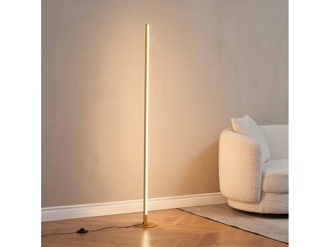 Lampadaire doré design LED minimaliste variateur intégré 150 cm - Sloane
