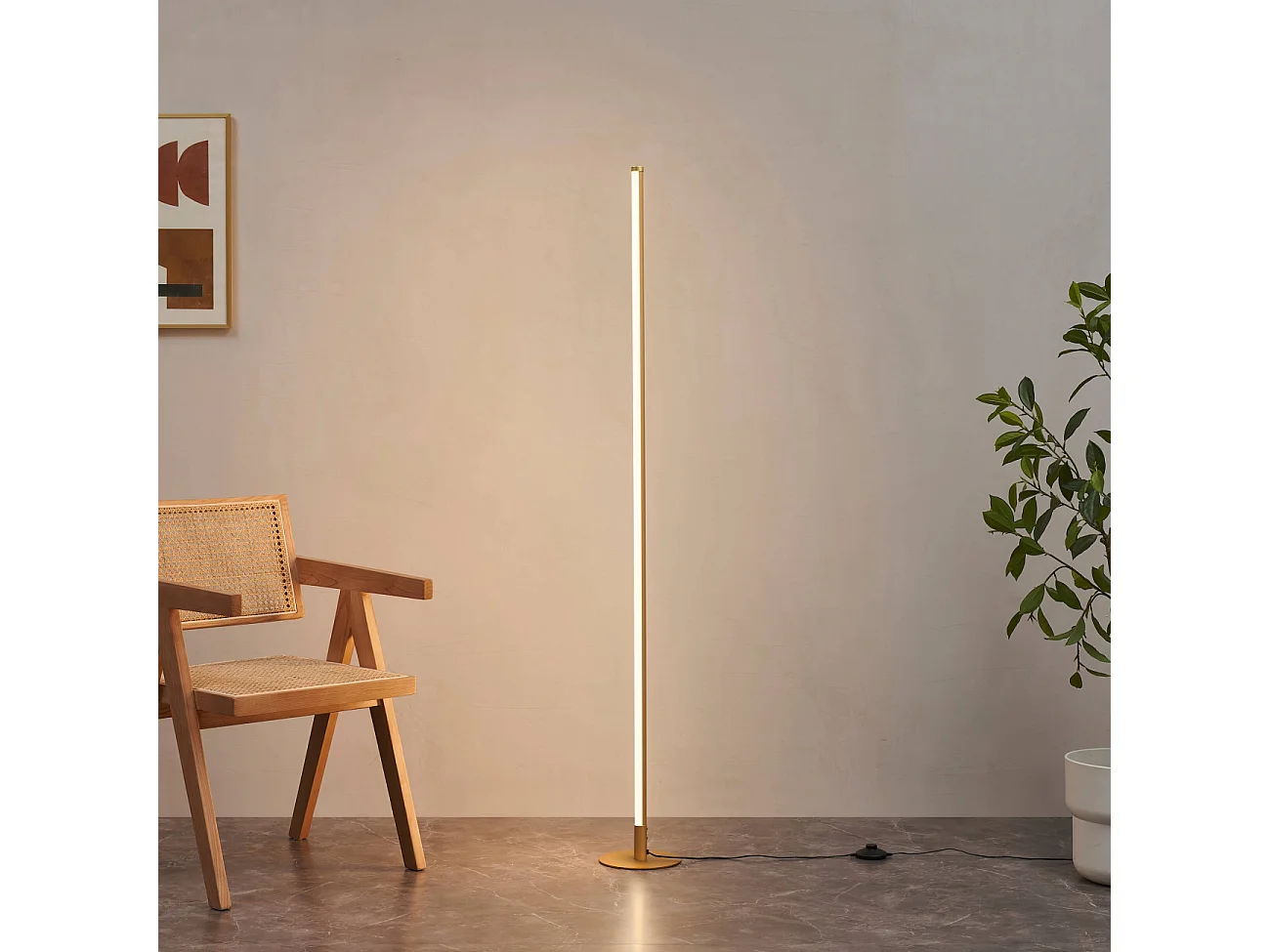 Lampadaire doré design LED minimaliste variateur intégré 150 cm - Sloane