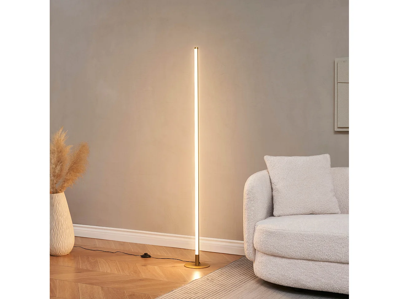 Lampadaire doré design LED minimaliste variateur intégré 150 cm - Sloane