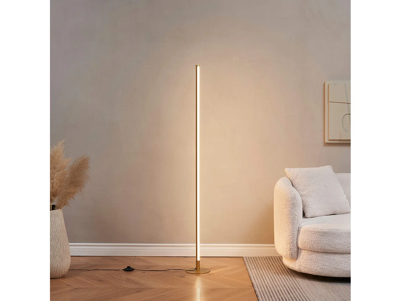 Lampadaire doré design LED minimaliste variateur intégré 150 cm - Sloane