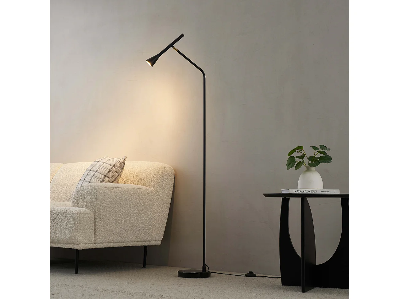 Lampadaire minimaliste grande liseuse noire 150 cm - Holen