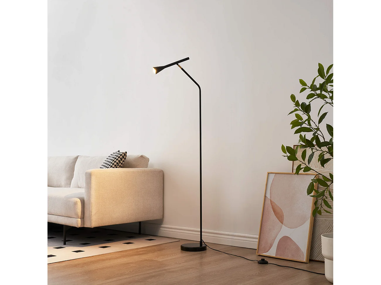 Lampadaire minimaliste grande liseuse noire 150 cm - Holen