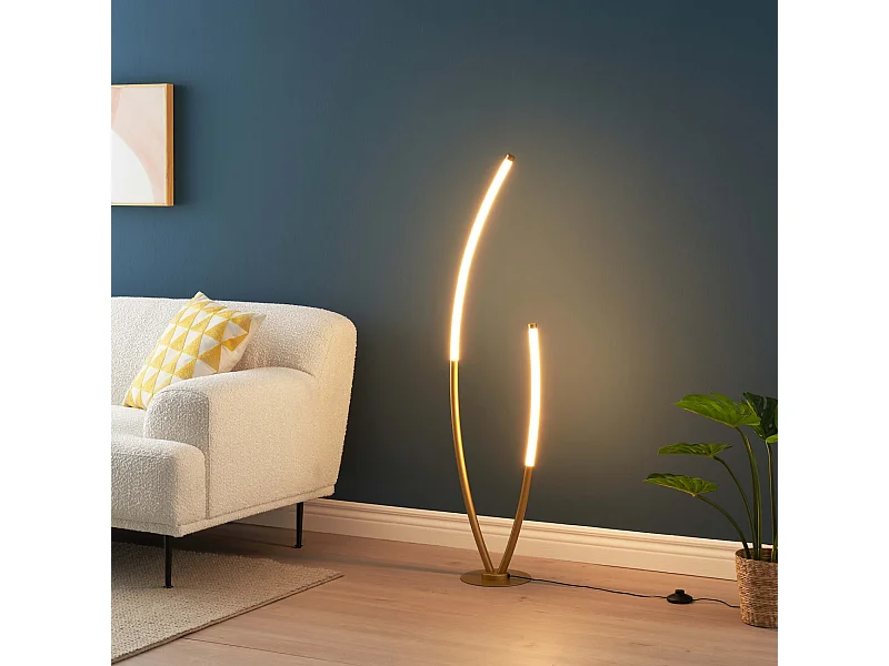 Lampadaire doré deux arcs ultra design LED dimmable - Moa