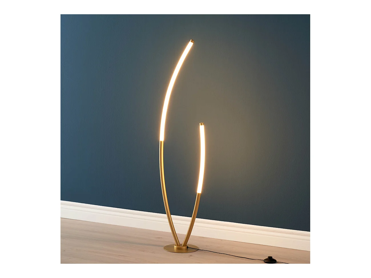 Lampadaire doré deux arcs ultra design LED dimmable - Moa