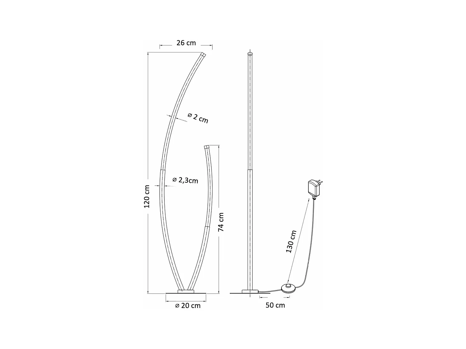 Lampadaire doré deux arcs ultra design LED dimmable - Moa