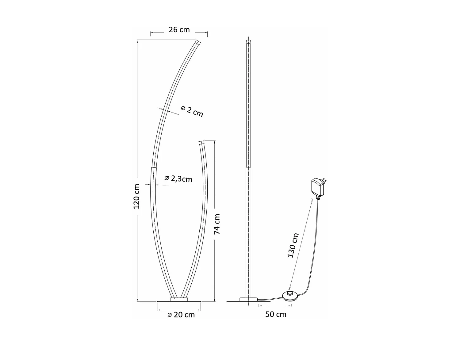 Lampadaire doré deux arcs ultra design LED dimmable - Moa