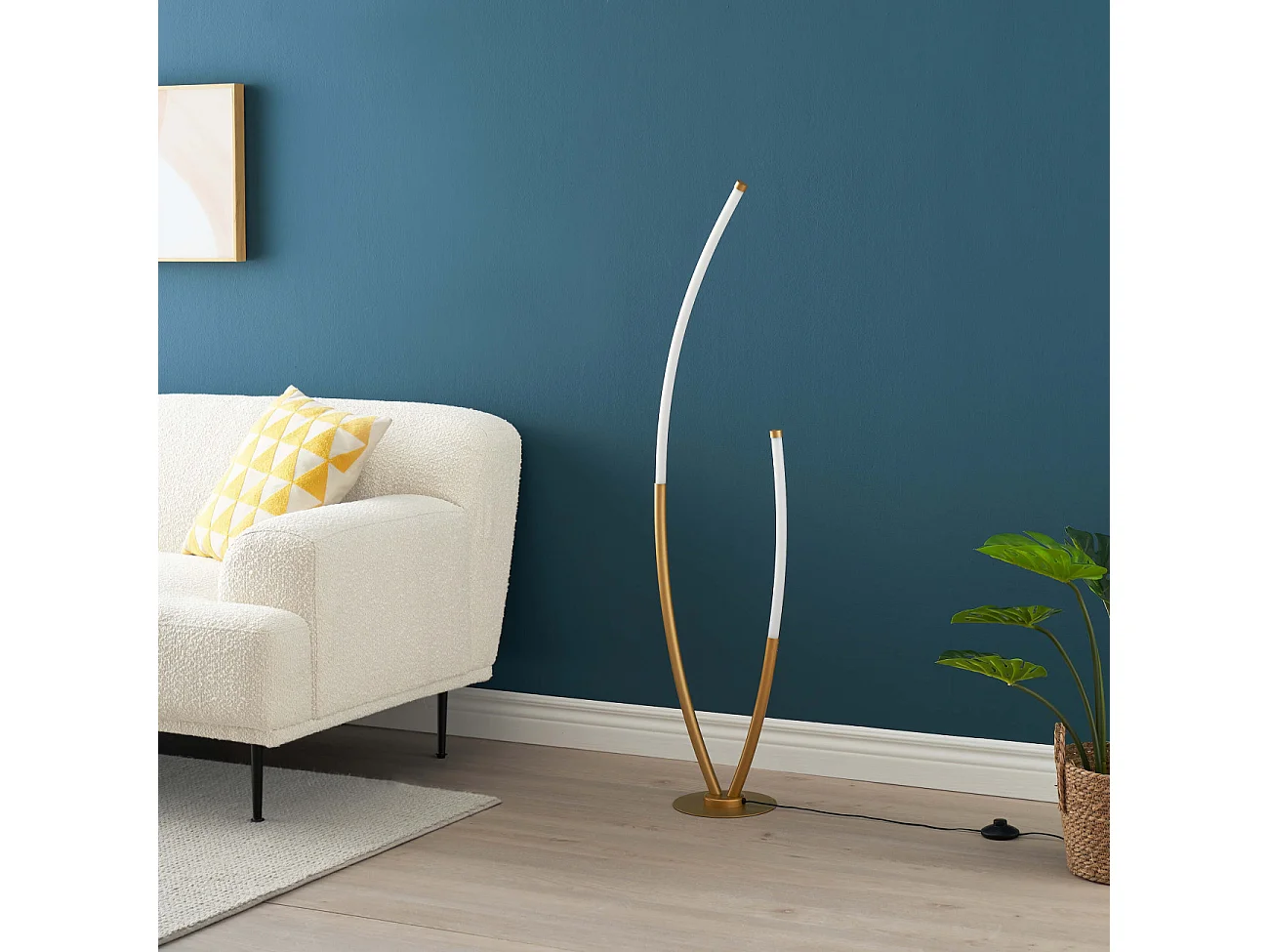 Lampadaire doré deux arcs ultra design LED dimmable - Moa