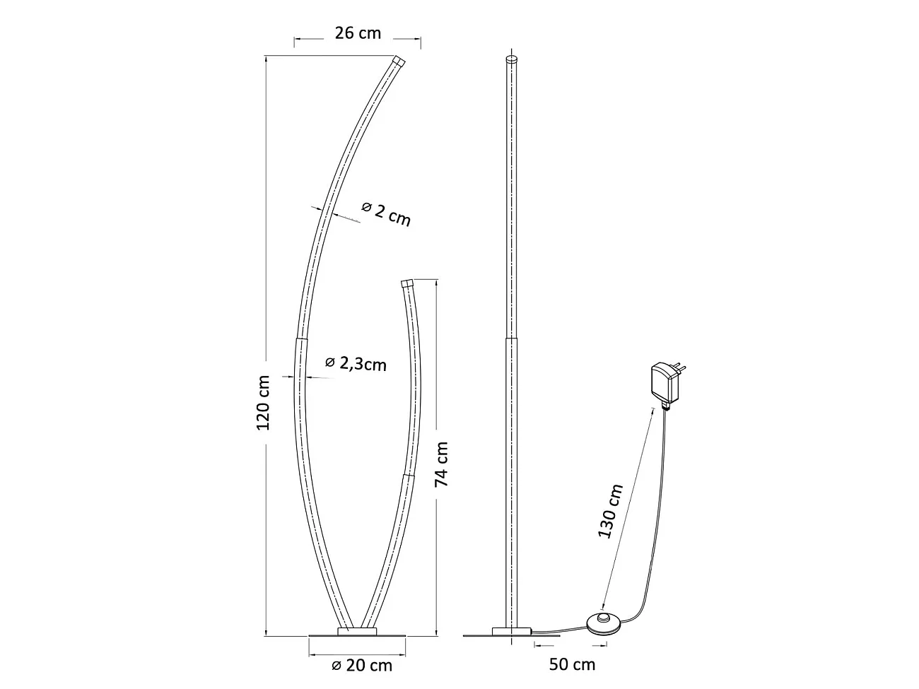 Lampadaire doré deux arcs ultra design LED dimmable - Moa