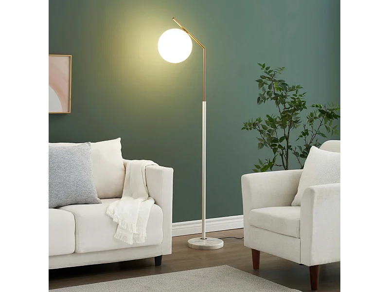 Lampadaire ultra epuré blanc et laiton - Molia