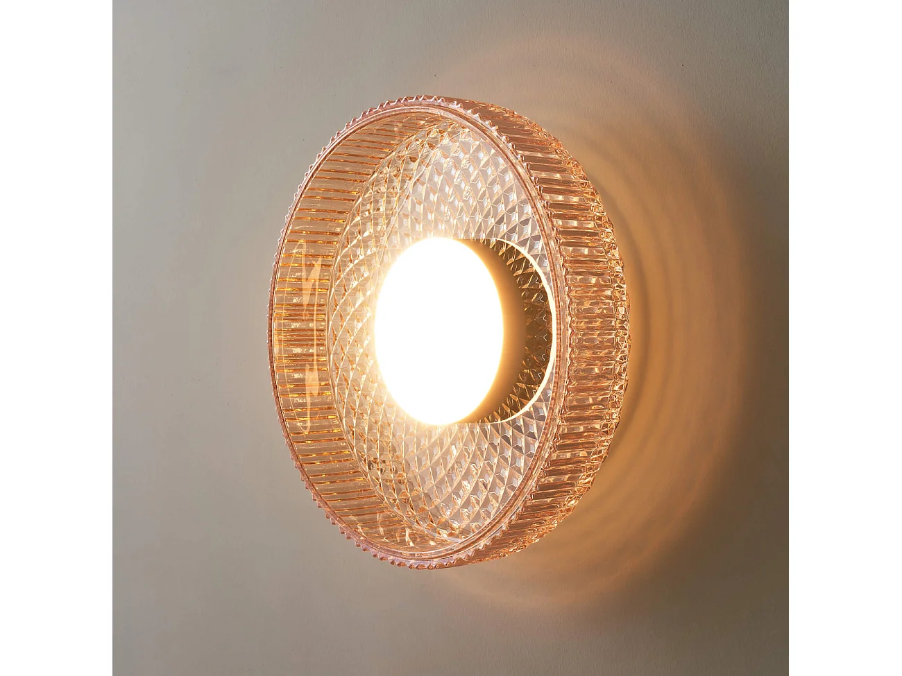 Plafonnier ou applique verre ambré et cannelé - Damian