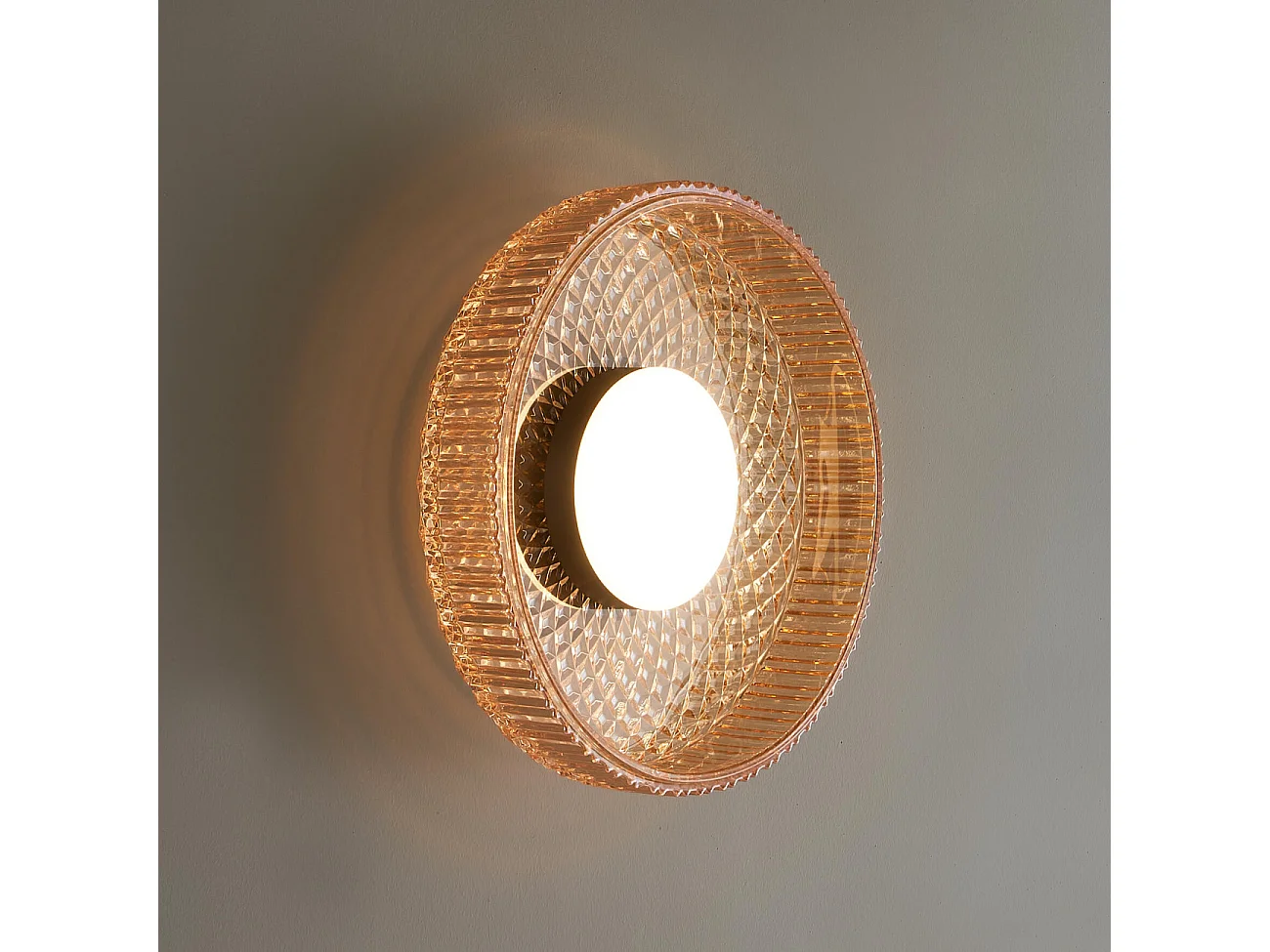 Plafonnier ou applique verre ambré et cannelé - Damian