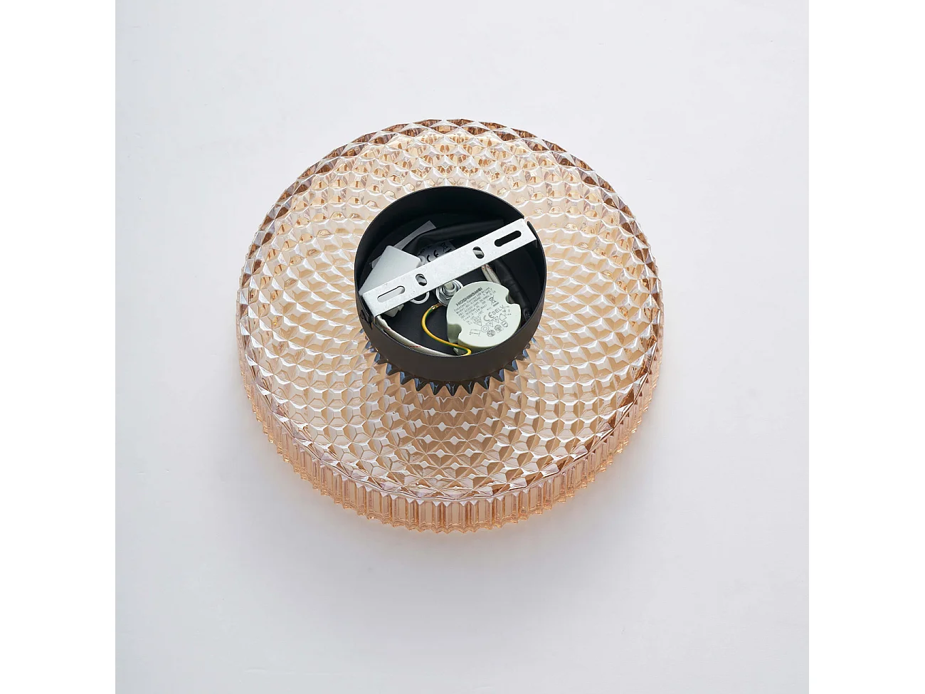 Plafonnier ou applique verre ambré et cannelé - Damian