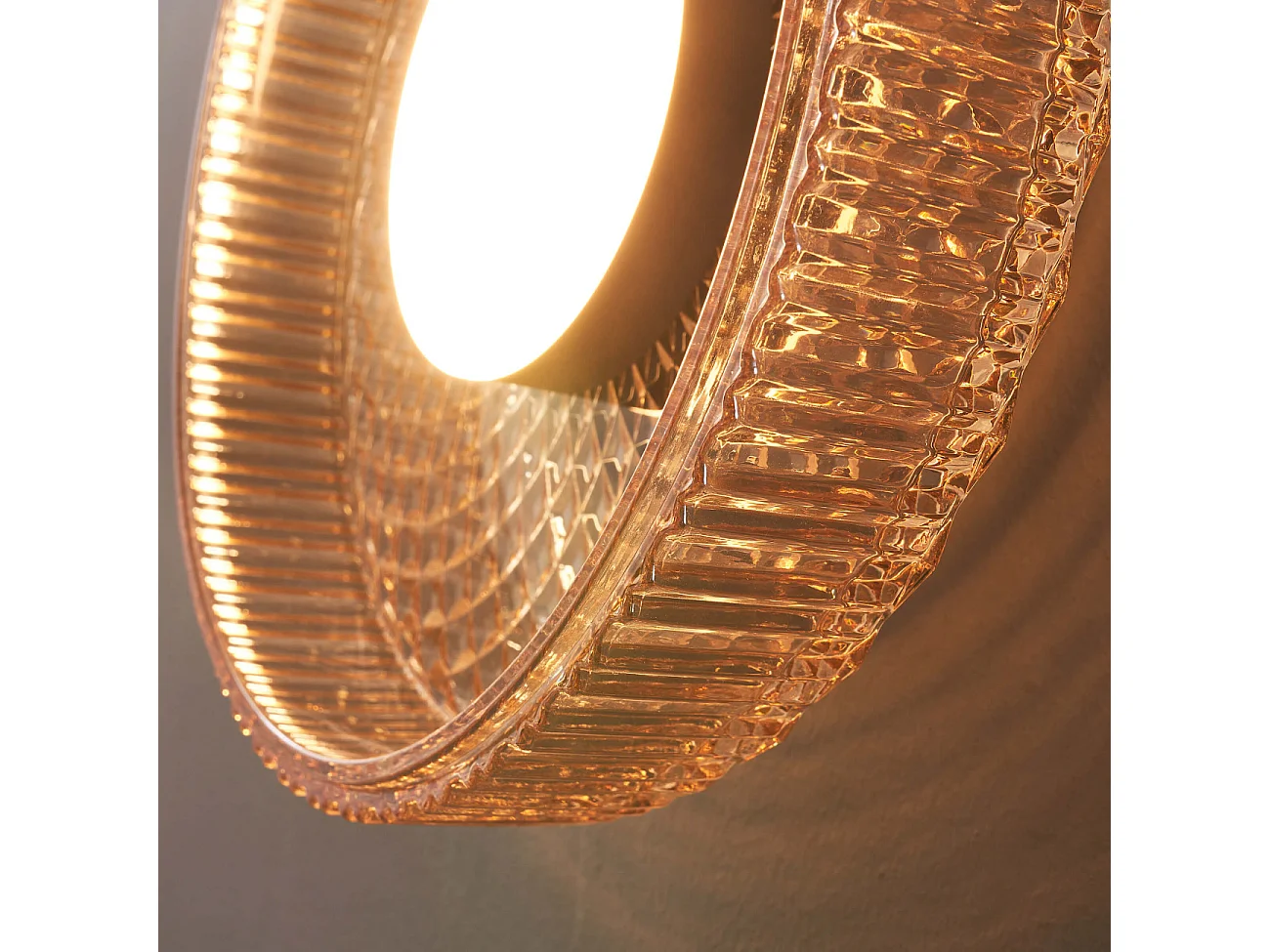 Plafonnier ou applique verre ambré et cannelé - Damian