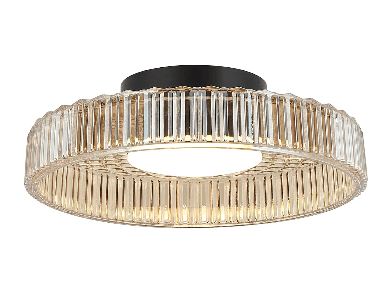 Plafonnier ou applique verre ambré et cannelé - Damian