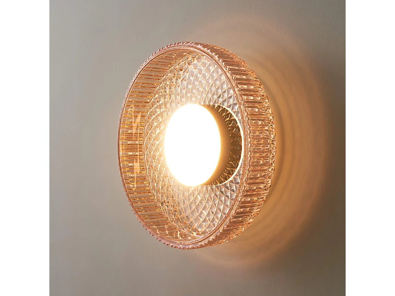 Plafonnier ou applique verre ambré et cannelé - Damian