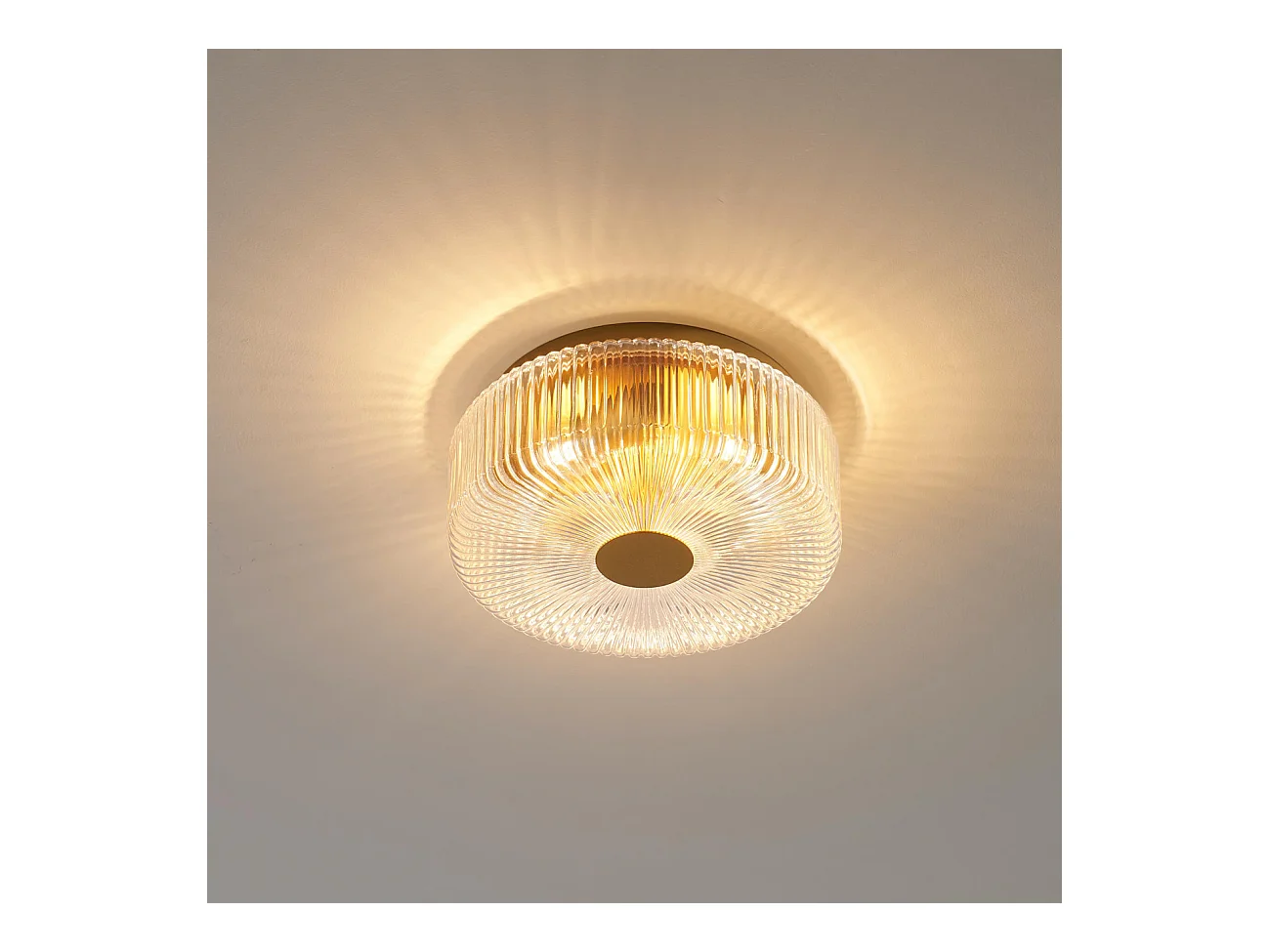 Petit plafonnier spot doré ou applique 30 cm avec verre texturé - Paolina