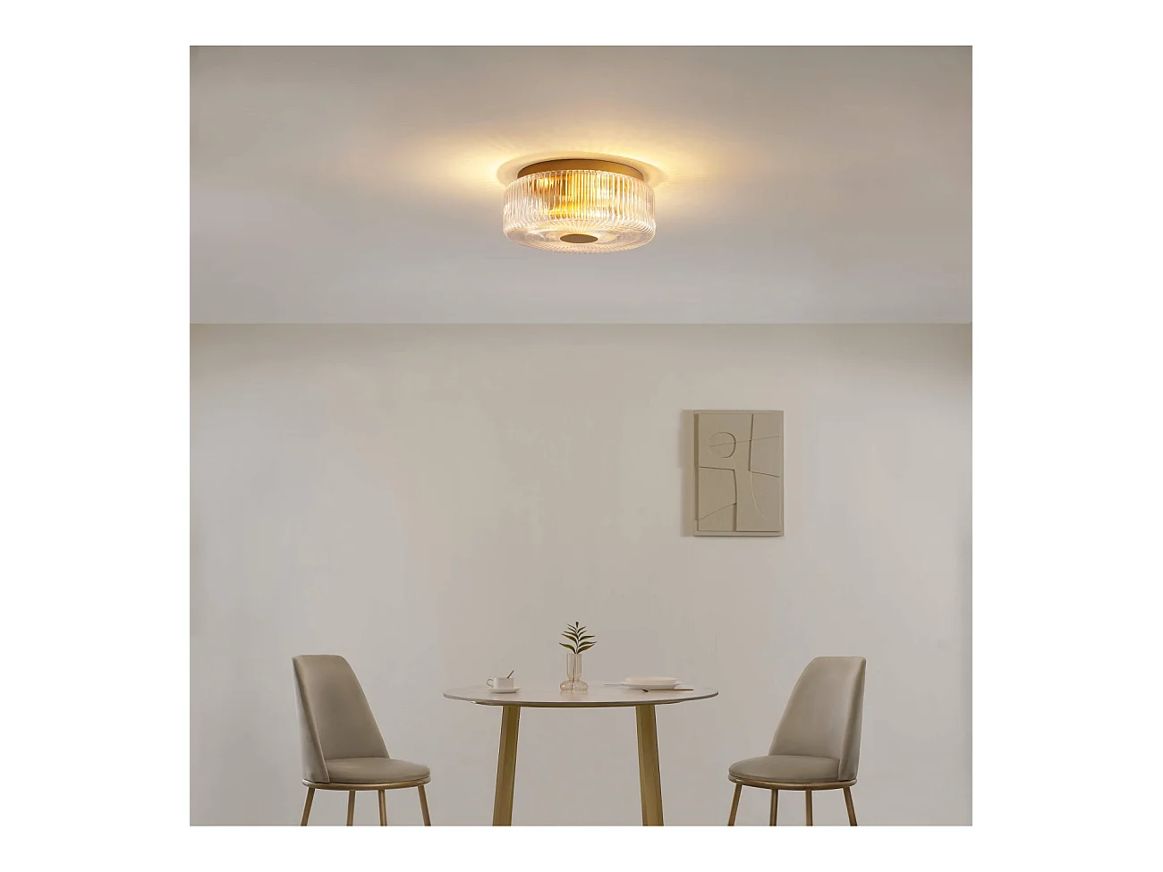 Petit plafonnier spot doré ou applique 30 cm avec verre texturé - Paolina