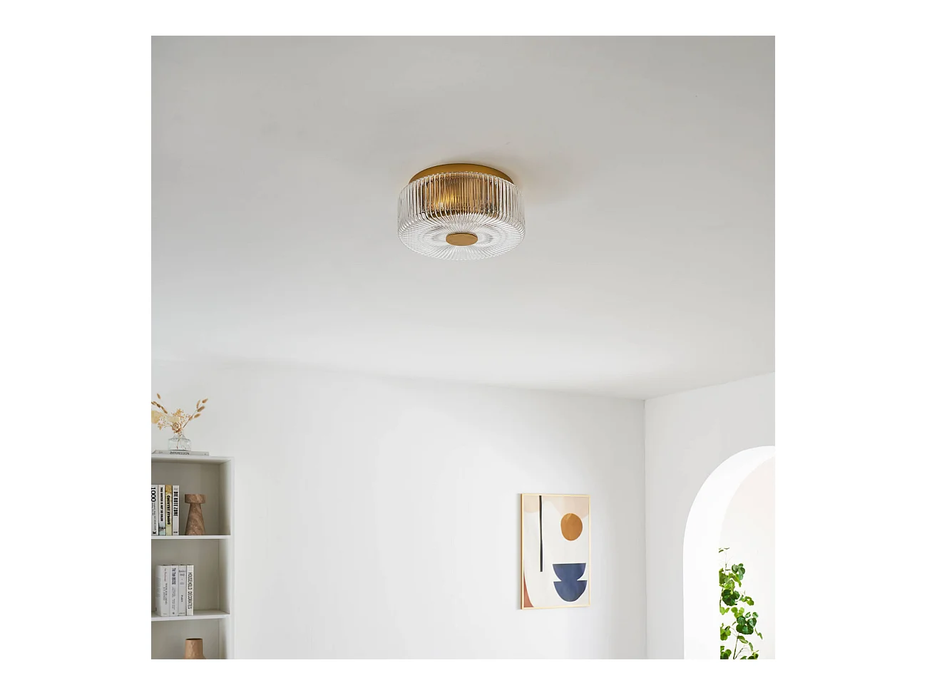 Petit plafonnier spot doré ou applique 30 cm avec verre texturé - Paolina