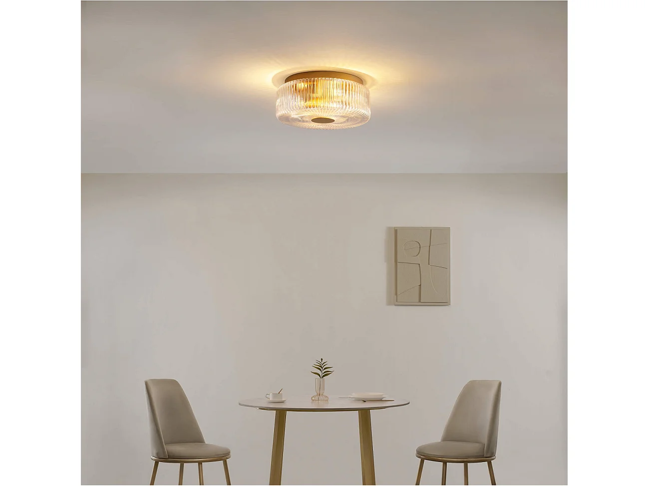 Petit plafonnier spot doré ou applique 30 cm avec verre texturé - Paolina