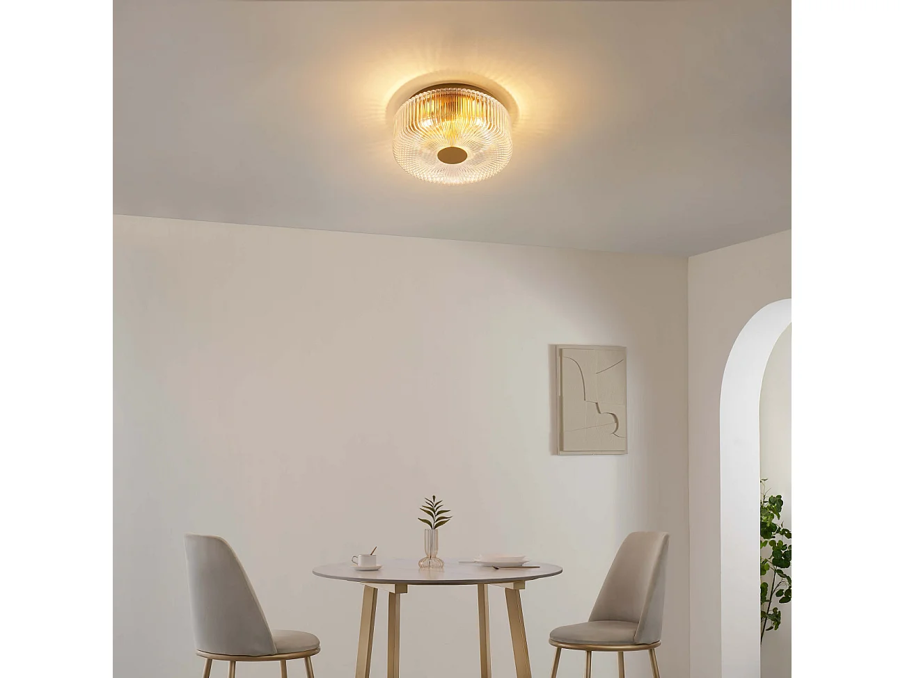 Petit plafonnier spot doré ou applique 30 cm avec verre texturé - Paolina