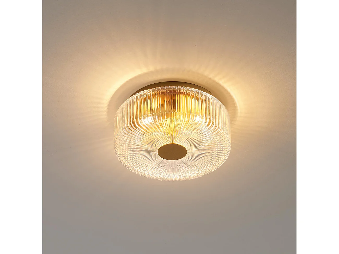 Petit plafonnier spot doré ou applique 30 cm avec verre texturé - Paolina