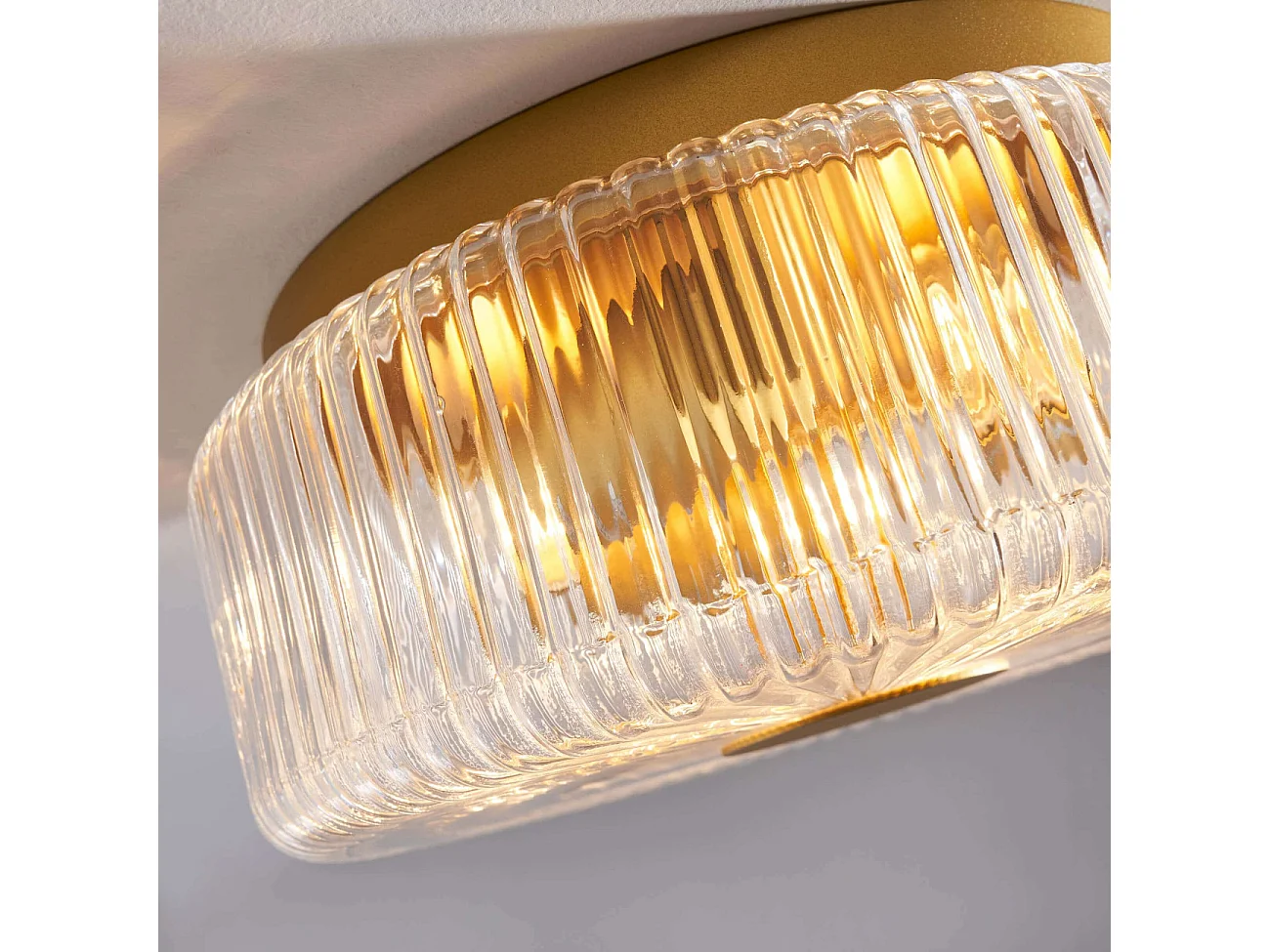 Petit plafonnier spot doré ou applique 30 cm avec verre texturé - Paolina