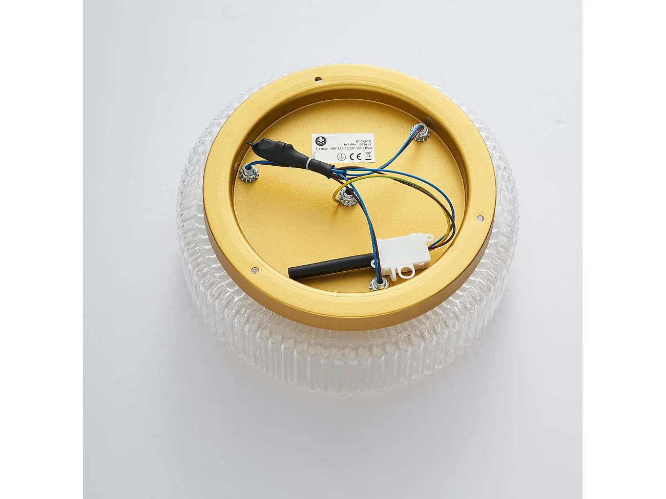 Petit plafonnier spot doré ou applique 30 cm avec verre texturé - Paolina