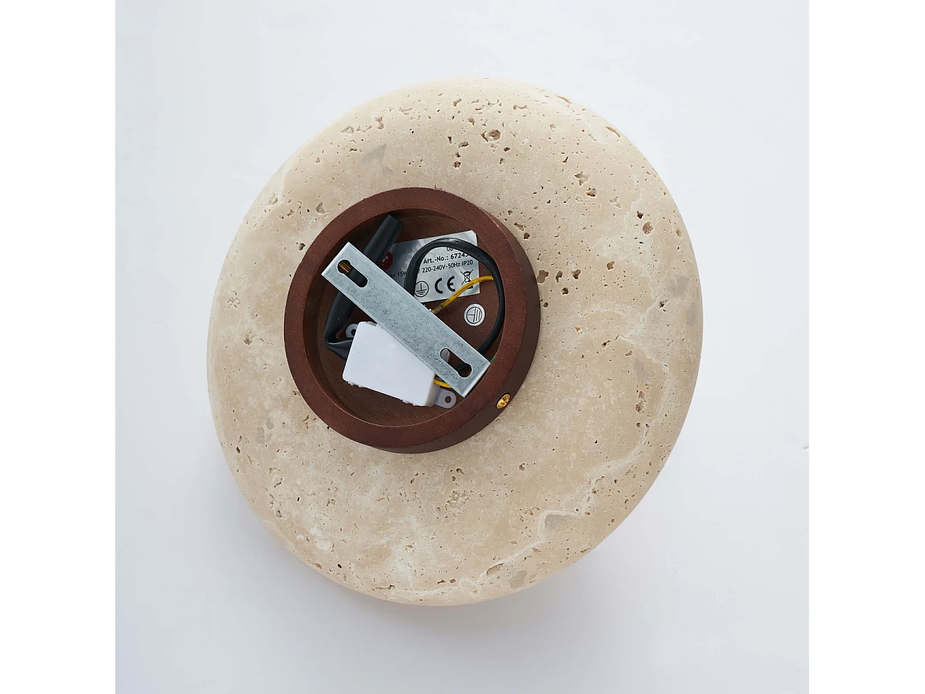 Plafonnier ou applique murale ronde pierre naturelle et verre - Jio