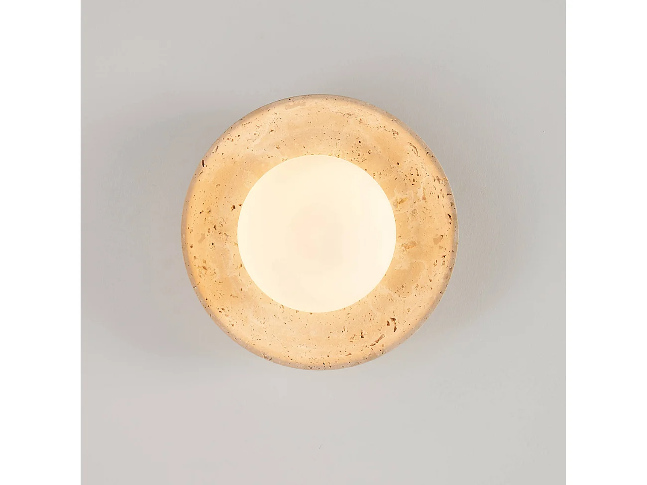 Plafonnier ou applique murale ronde pierre naturelle et verre - Jio