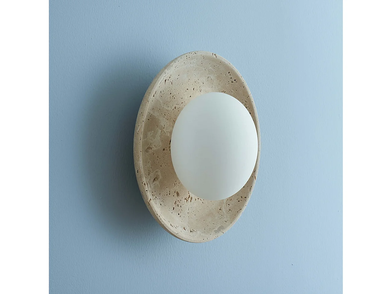 Plafonnier ou applique murale ronde pierre naturelle et verre - Jio