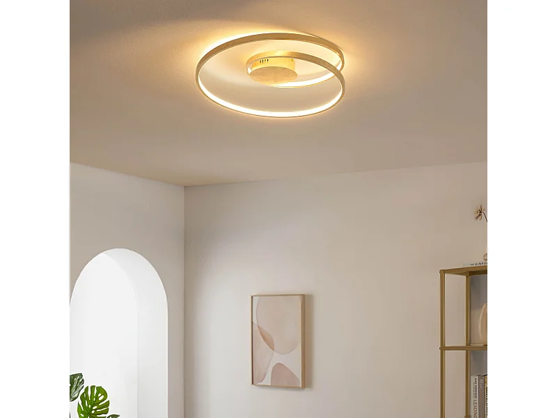 Plafonnier doré double boucle LED - Millenium