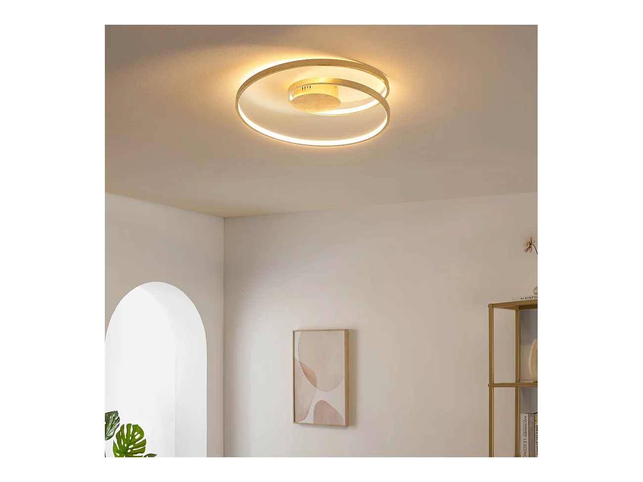 Plafonnier doré double boucle LED - Millenium