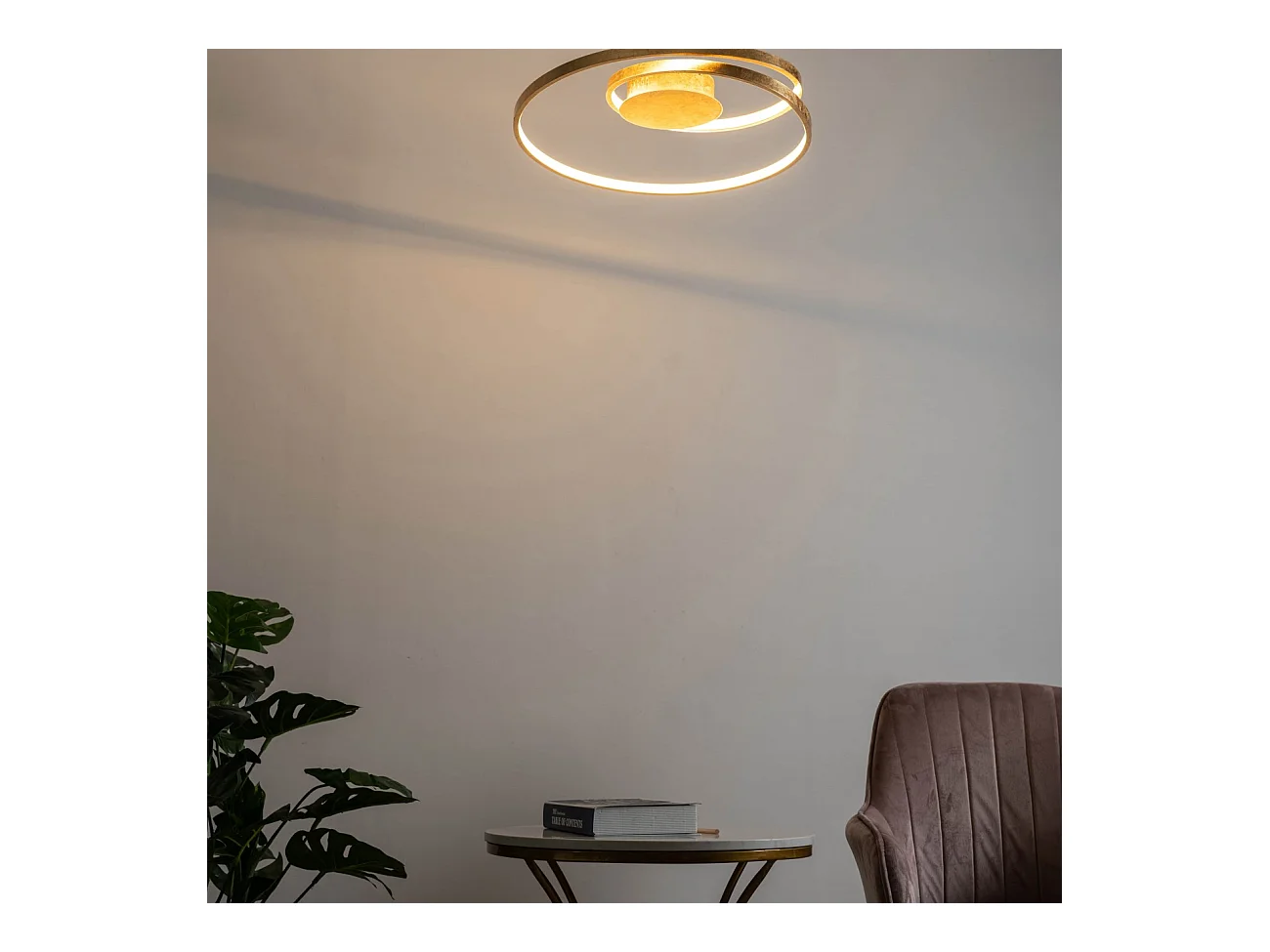 Plafonnier doré double boucle LED - Millenium