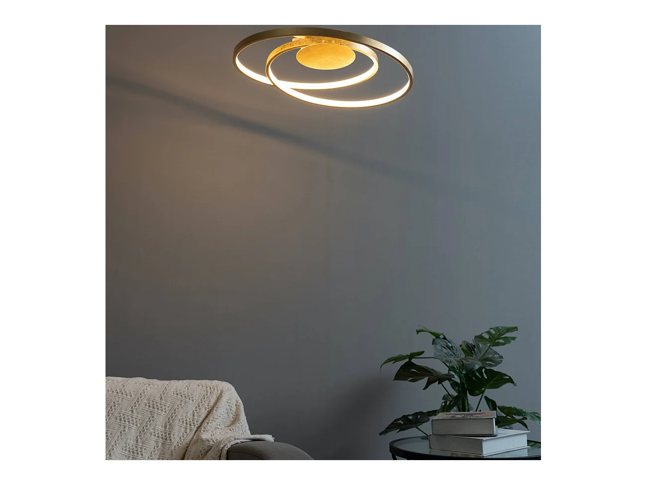 Plafonnier doré double boucle LED - Millenium
