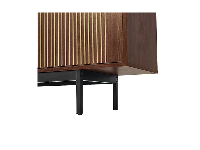 Meuble TV 200cm - avec LED et porte en verre - MDF et panneau de particules - Naturel