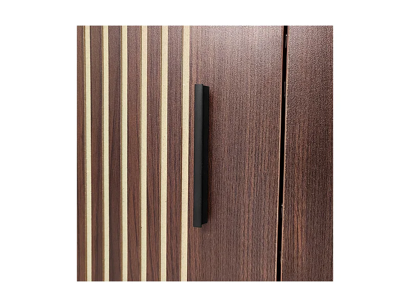 Meuble TV 200cm - avec LED et porte en verre - MDF et panneau de particules - Naturel