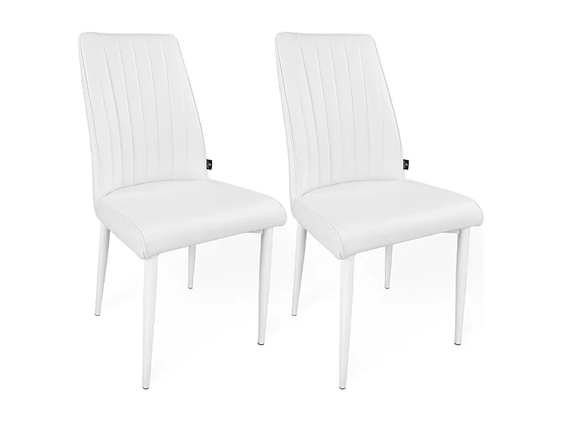Sedia da pranzo imbottita in ecopelle bianca – Francine (2 Pz.)