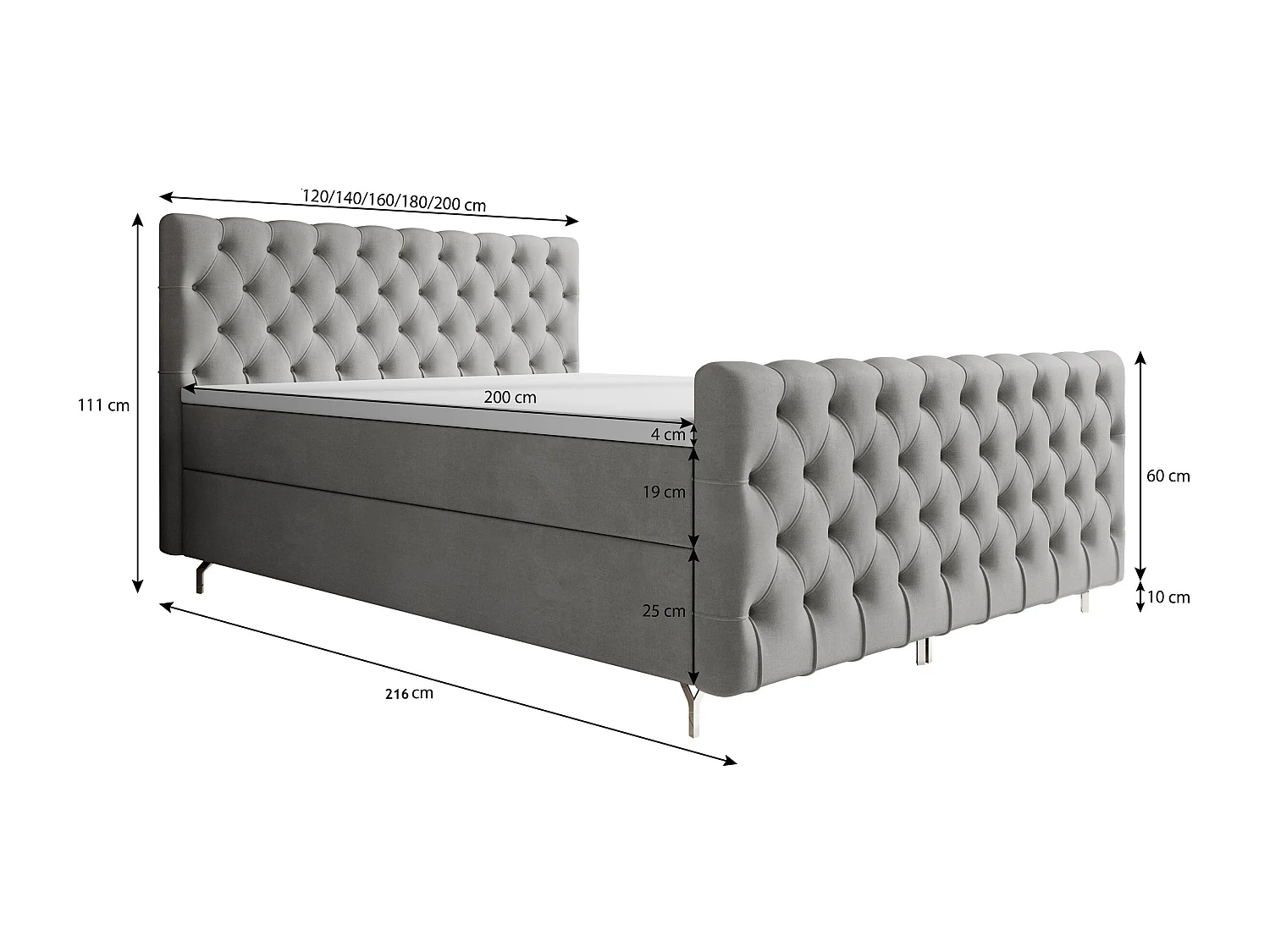 Boxspringbett CHESTER PLUS 200x200 Monolith 37