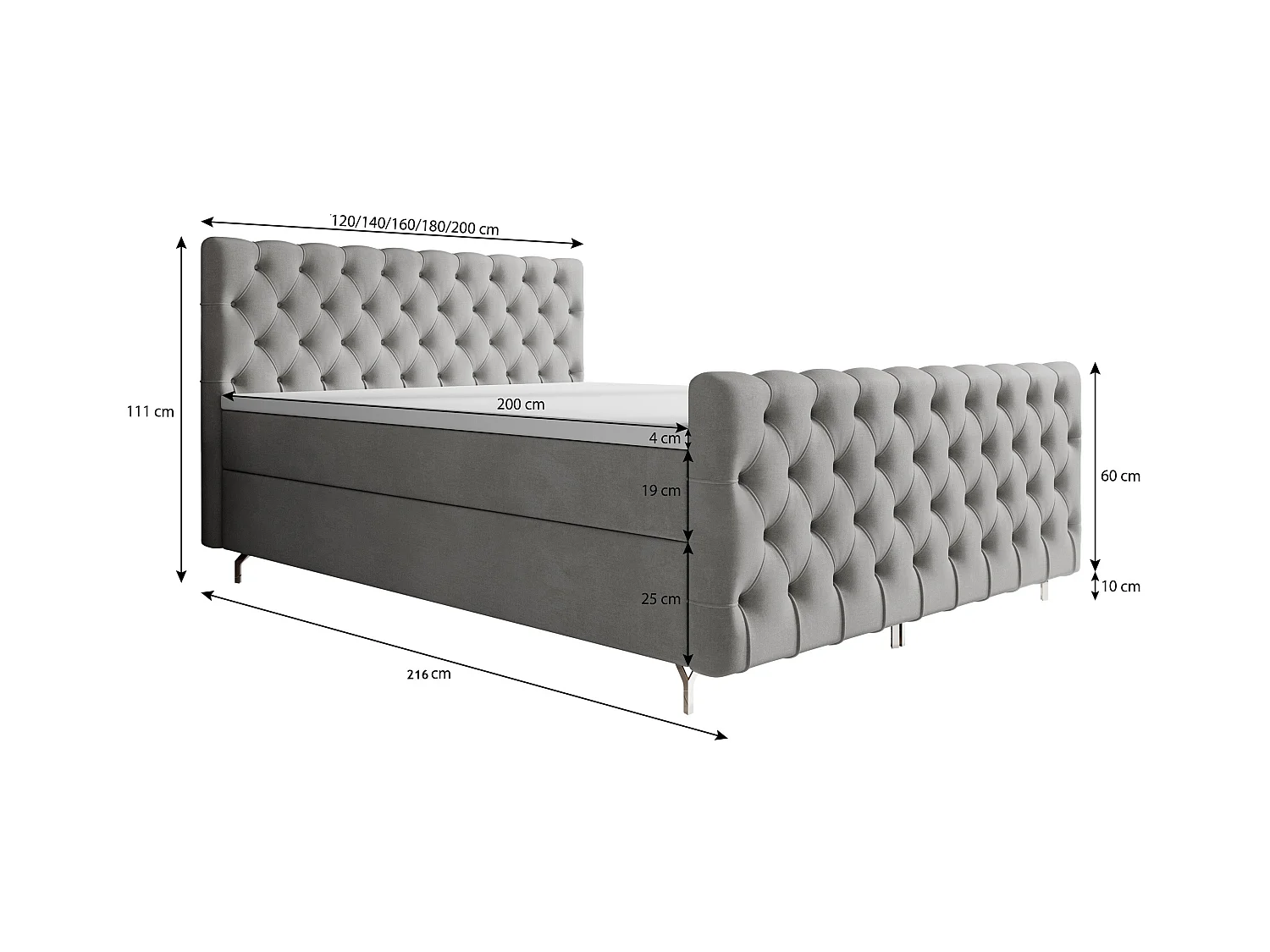 Boxspringbett CHESTER PLUS 180x200 Monolith 59